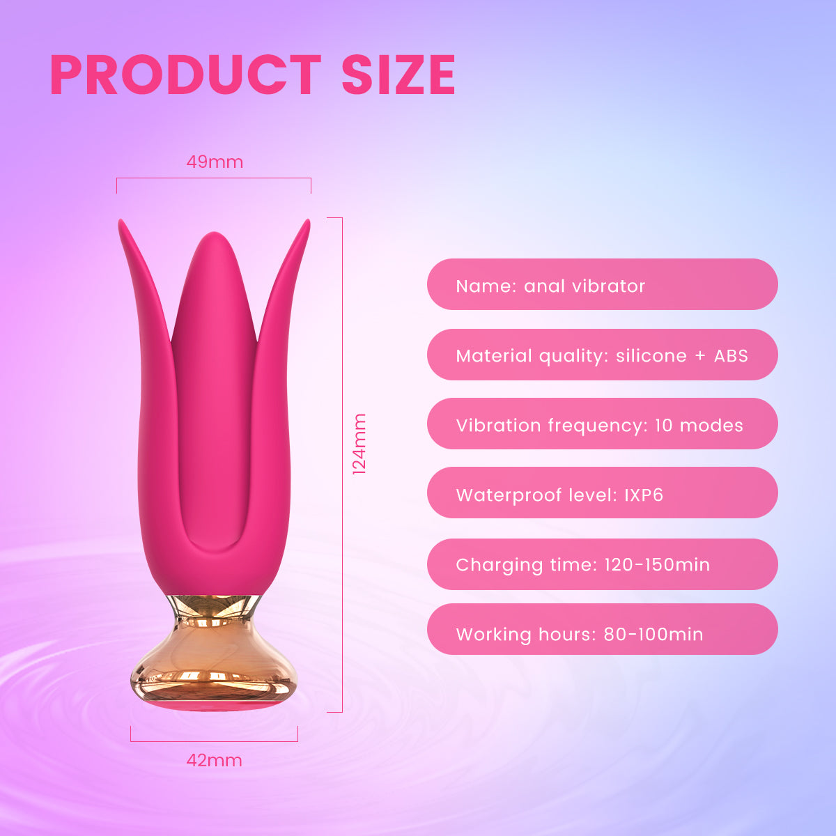 Anal vibrator Built Two Extra Pannel More Stimulation IJW-AT14